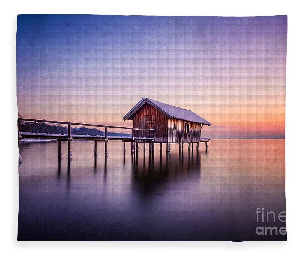 Ammersee Fleece Blanket featuring the photograph Bavarian winter wonderland by Hannes Cmarits