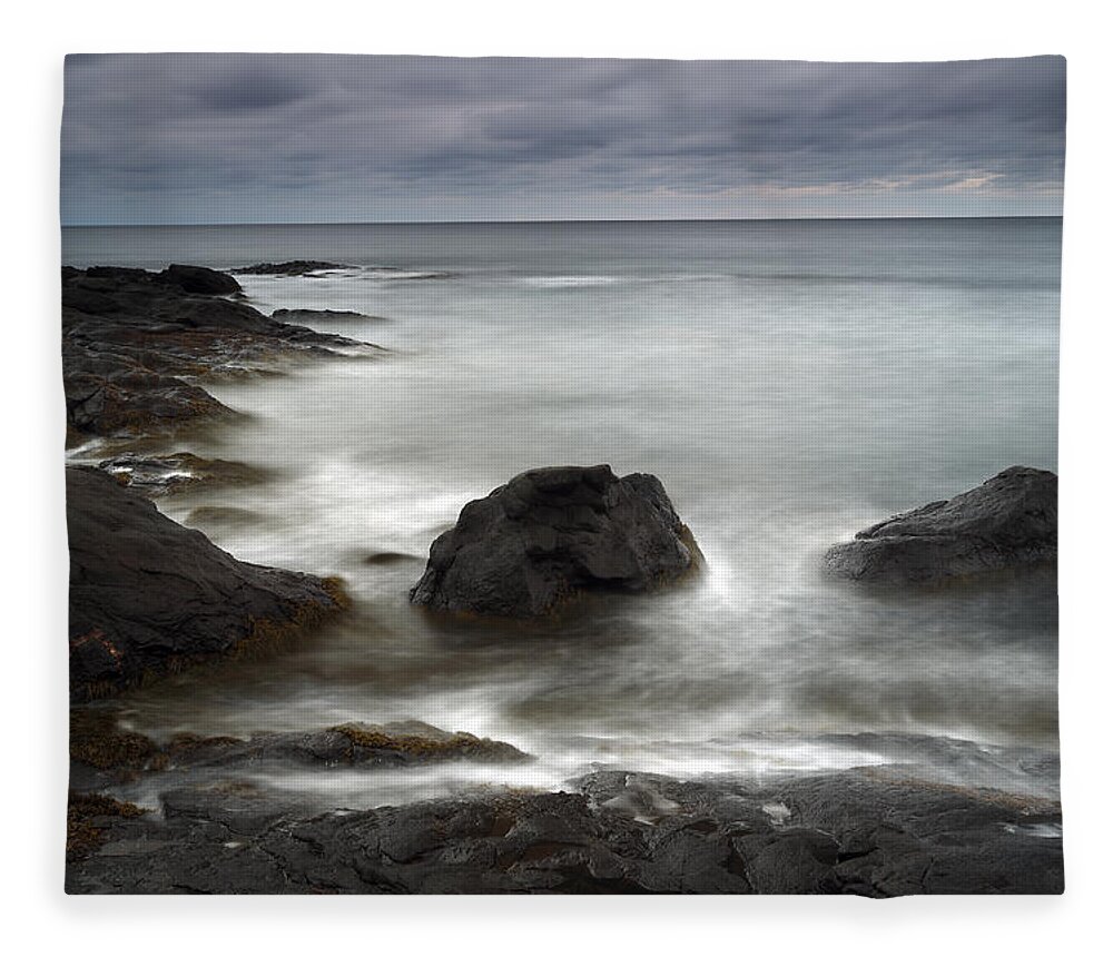 Feb0514 Fleece Blanket featuring the photograph Bay Of Fundy As Dusk Canada by Scott Leslie