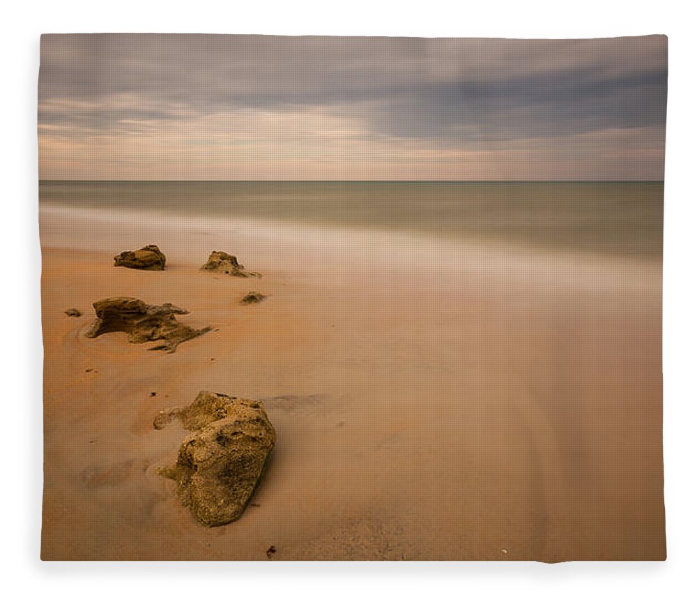 Atlantic Ocean Fleece Blanket featuring the photograph Beach Rocks by Stefan Mazzola