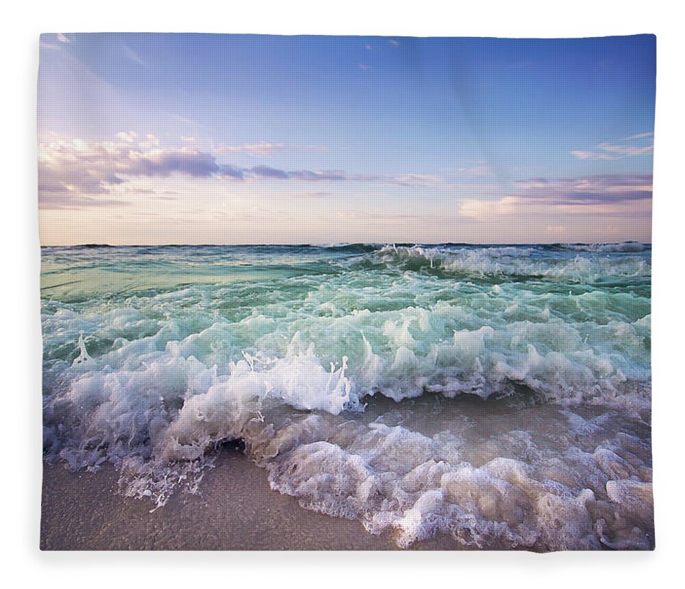 Tranquility Fleece Blanket featuring the photograph Beach Waves by Malcolm Macgregor