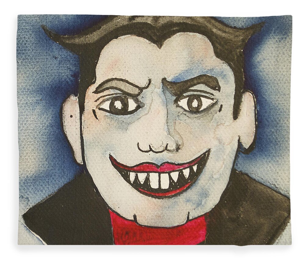 Vampires Fleece Blanket featuring the painting Bela Lugosi as Tillie by Patricia Arroyo