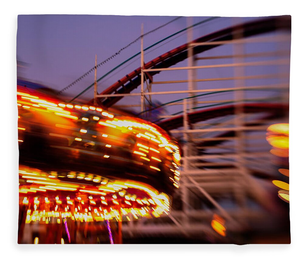 Carousel Fleece Blanket featuring the photograph Did I dream it Belmont Park Rollercoaster by Scott Campbell