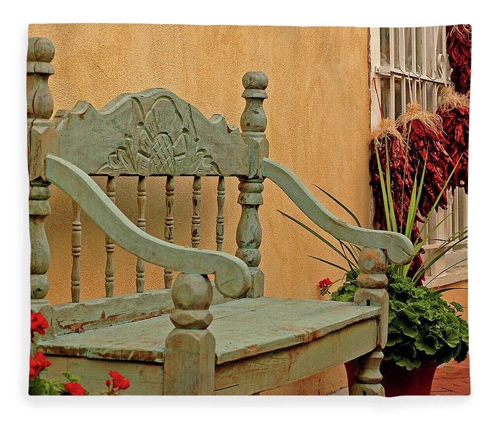 Santa Fe Fleece Blanket featuring the photograph Bench by George Buxbaum