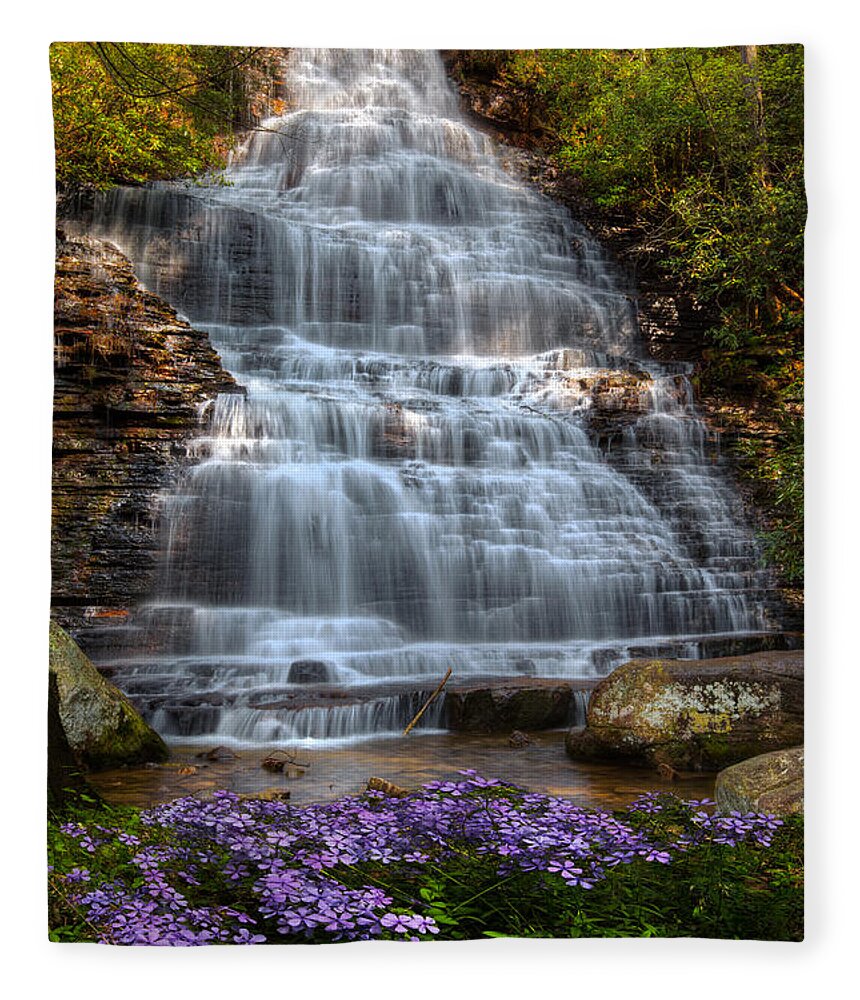 Appalachia Fleece Blanket featuring the photograph Benton Falls in Spring by Debra and Dave Vanderlaan