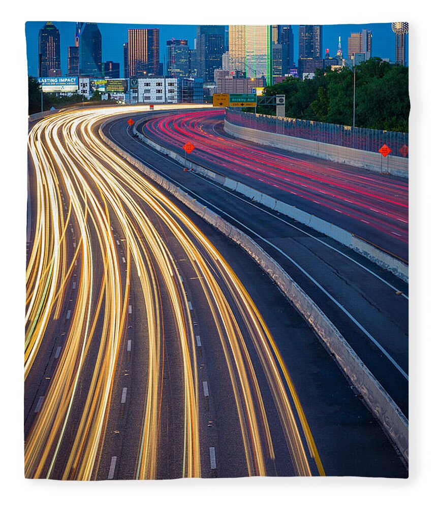 America Fleece Blanket featuring the photograph Big D Freeway by Inge Johnsson