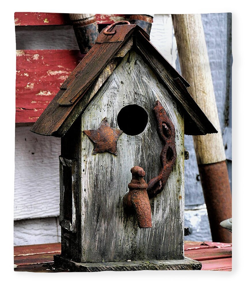 Bird House Fleece Blanket featuring the photograph Bird house with water by Ron Roberts