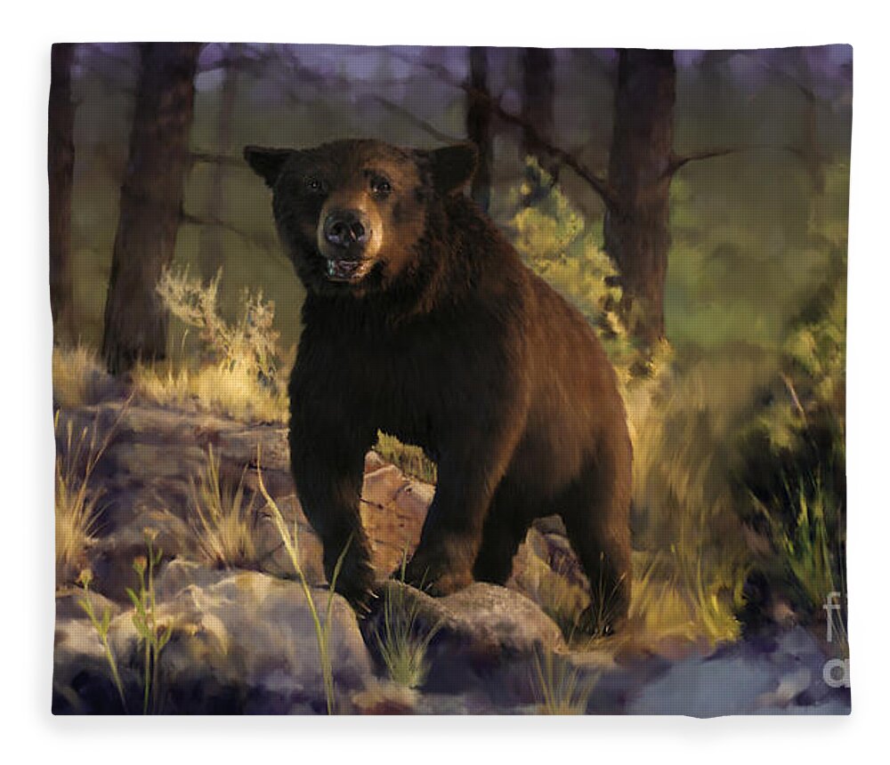 Bear Fleece Blanket featuring the painting Black max by Robert Corsetti