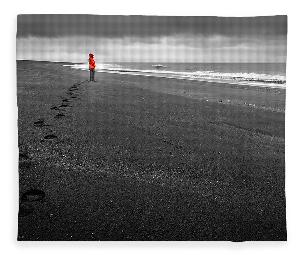 Atlantic Fleece Blanket featuring the photograph Black sand by Alexey Stiop