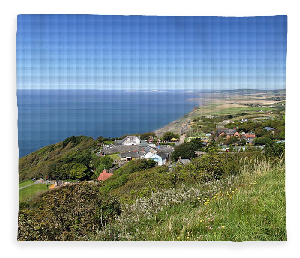Britain Fleece Blanket featuring the photograph Blackgang and Chale Bay Panorama by Rod Johnson