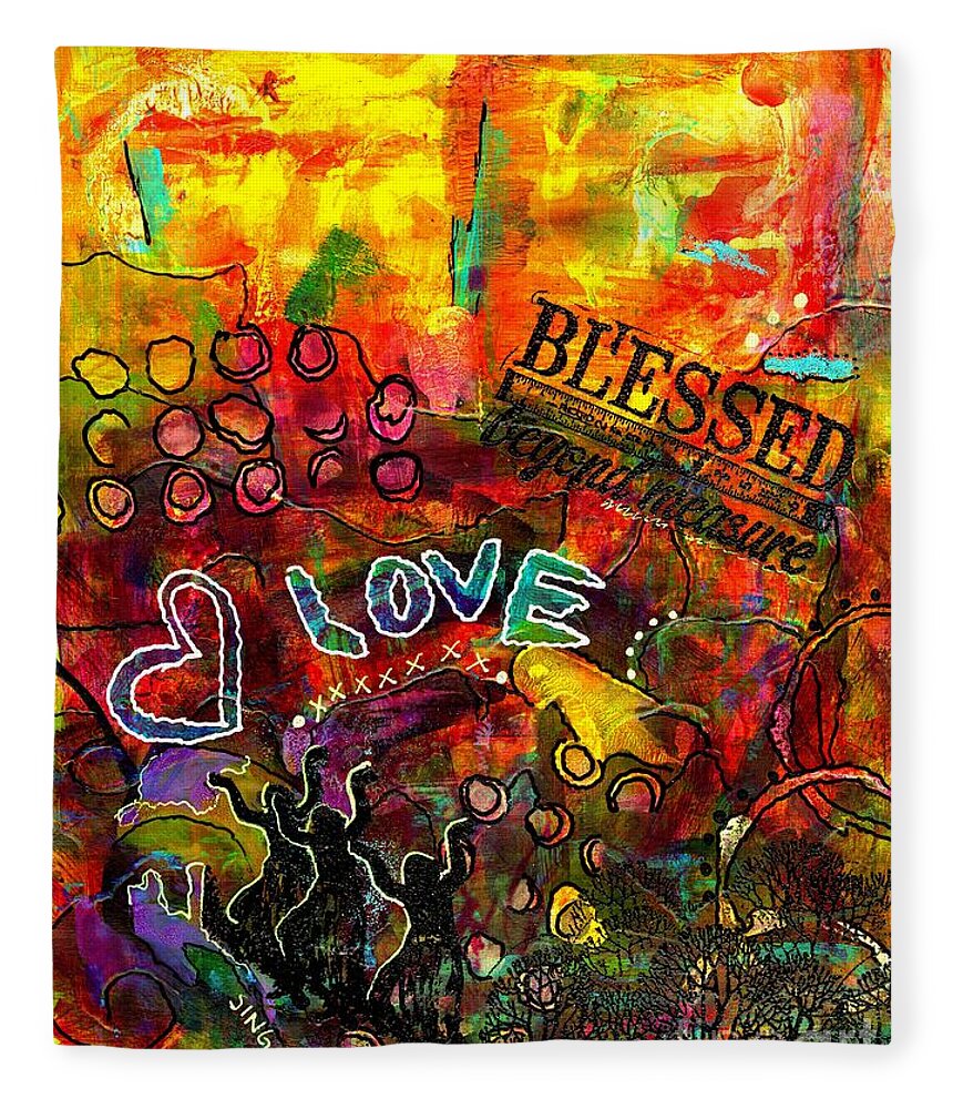 Acrylic Fleece Blanket featuring the painting Blessed Beyond Measure by Angela L Walker