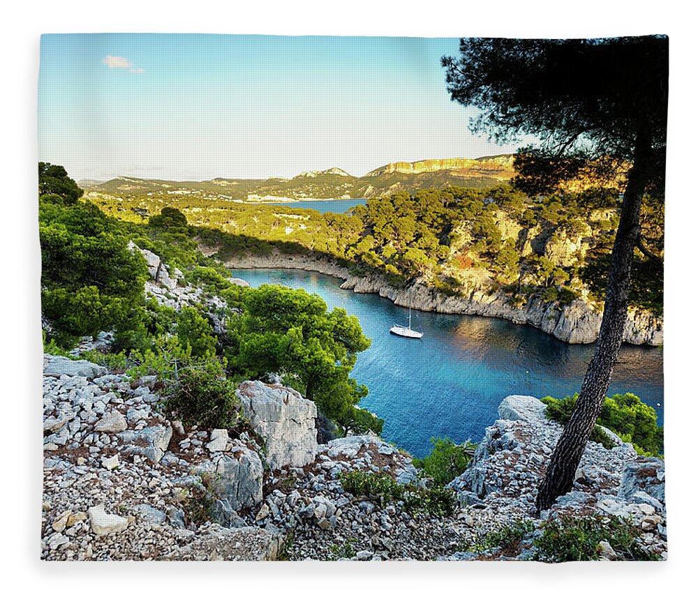 Scenics Fleece Blanket featuring the photograph Blue Bay At French Riviera by Akrp