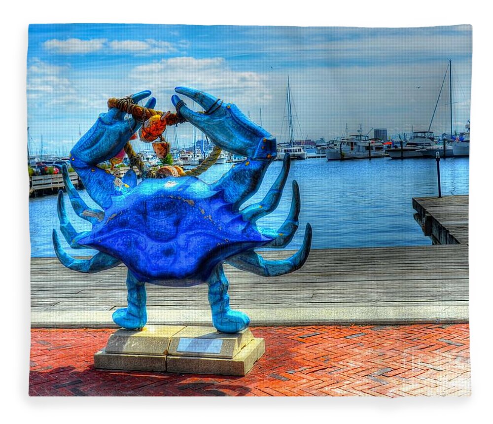 Crab Fleece Blanket featuring the photograph Blue Crab by Debbi Granruth