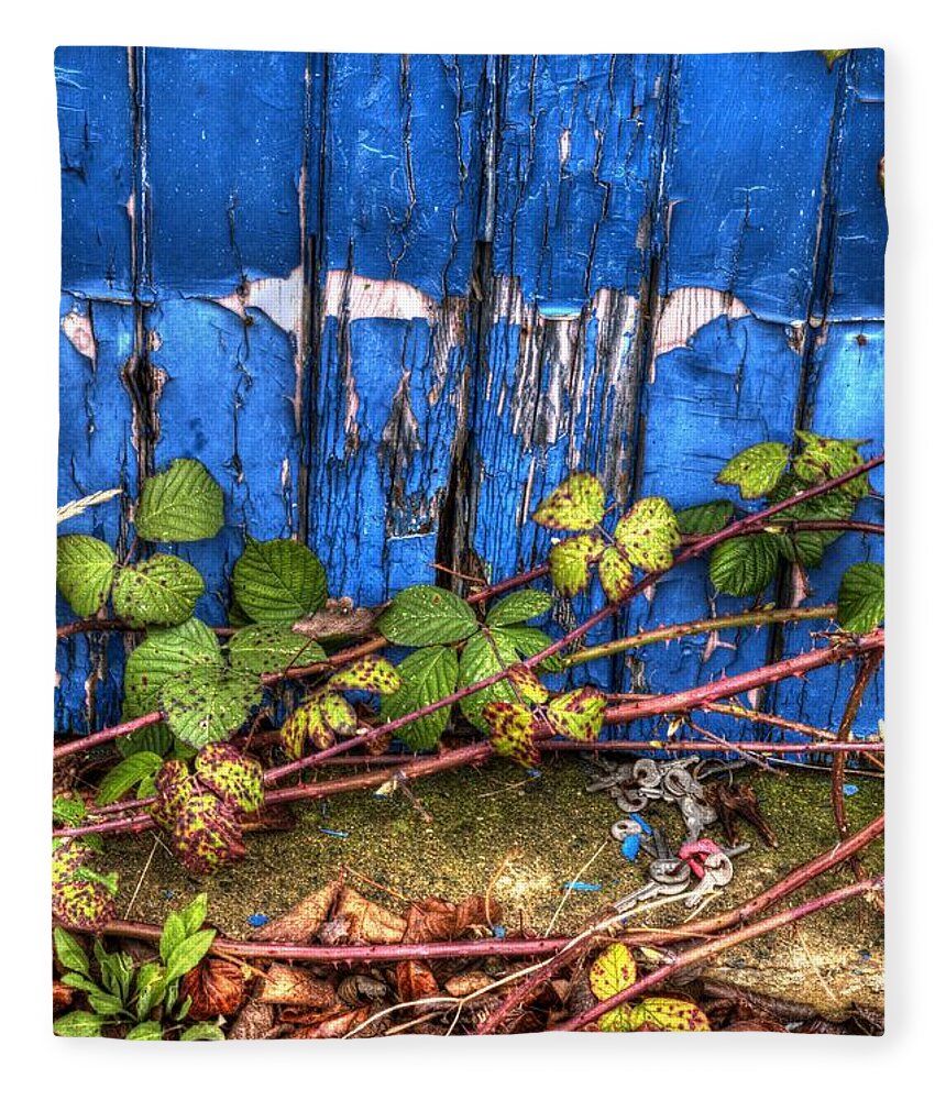 Blue Fleece Blanket featuring the photograph Blue door by Spikey Mouse Photography