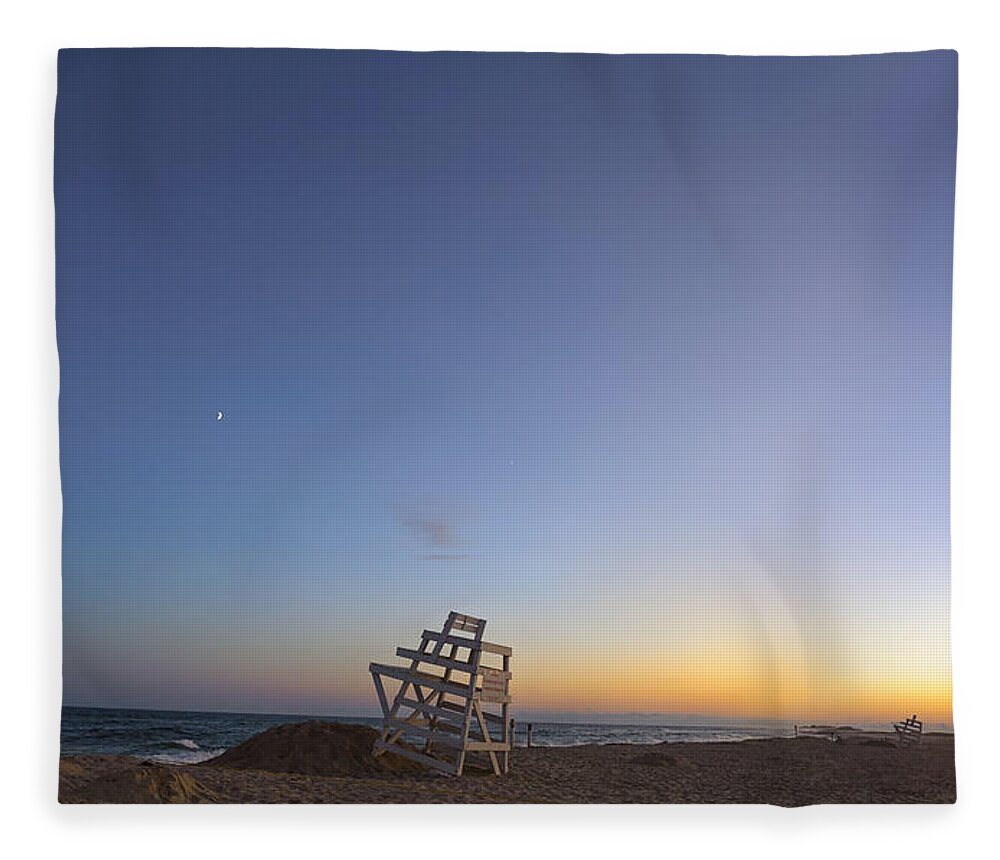 The Hamptons Fleece Blanket featuring the photograph Blue Hour in the Hamptons by Marianne Campolongo
