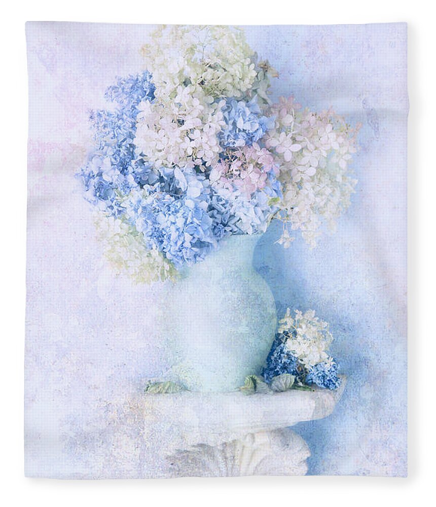 Hydrangea Fleece Blanket featuring the photograph Blue Hydrangea by Theresa Tahara