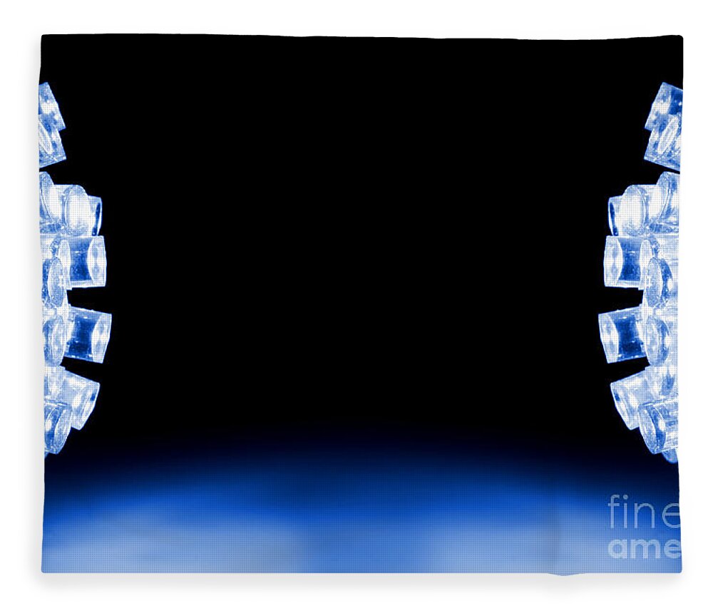 Glowing Fleece Blanket featuring the photograph Blue LED lights both sides of the image with space for text by Simon Bratt