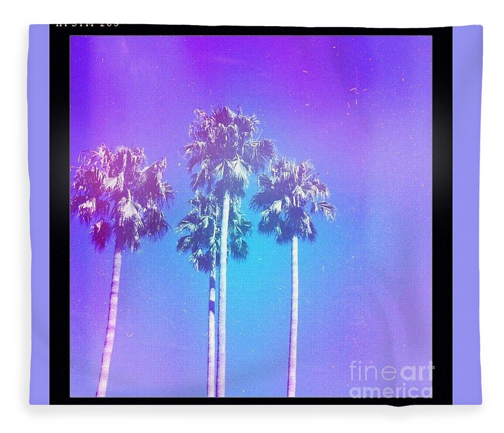 Palm Trees Fleece Blanket featuring the photograph Blue Palms by Denise Railey