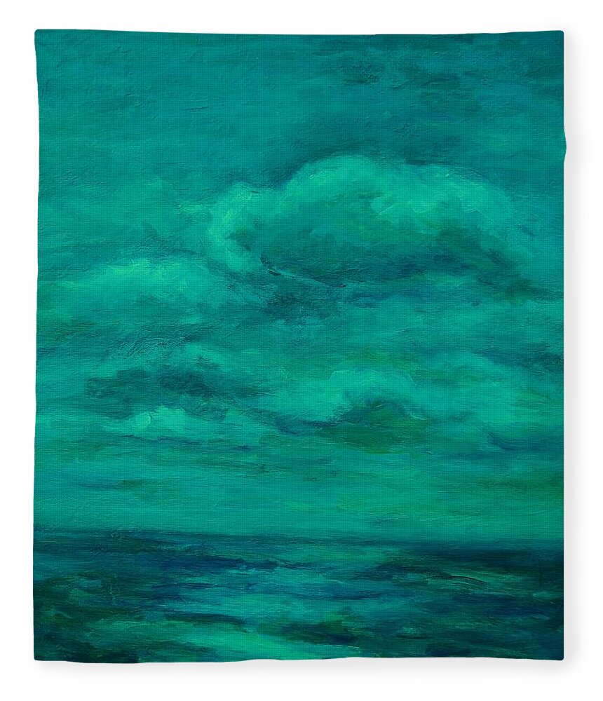 Impressionism Fleece Blanket featuring the painting Blue Reflections by Mary Wolf