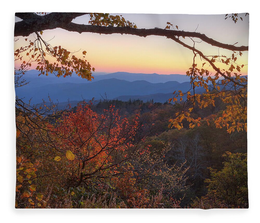 Blue Ridge Sunset Fleece Blanket featuring the photograph Blue Ridge Sunset by Jaki Miller
