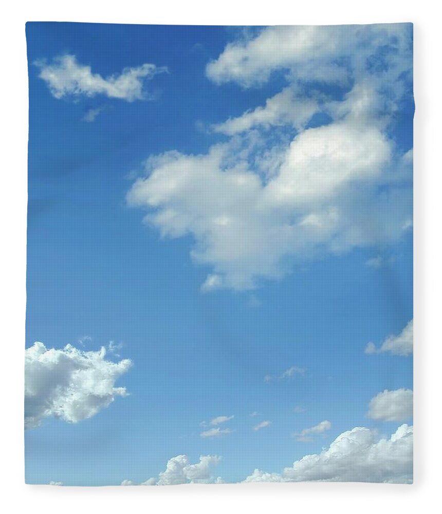 Weather Fleece Blanket featuring the digital art Blue Sky With Cumulus Clouds, Artwork by Leonello Calvetti