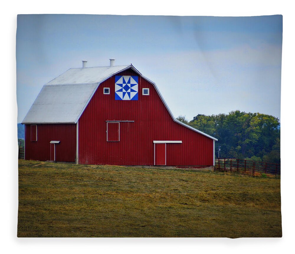 Barn Fleece Blanket featuring the photograph Blue Star Quilt Barn by Cricket Hackmann