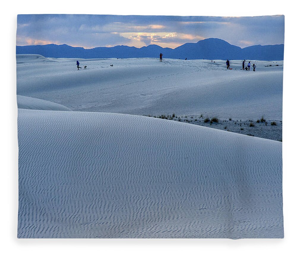 White Sands Fleece Blanket featuring the photograph Blue Sunset by Diana Powell