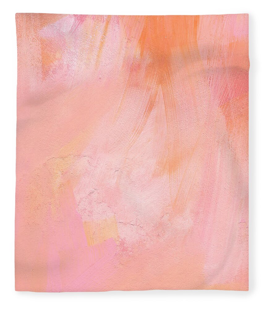 Pink Abstract Fleece Blanket featuring the painting Blush- abstract painting in pinks by Linda Woods