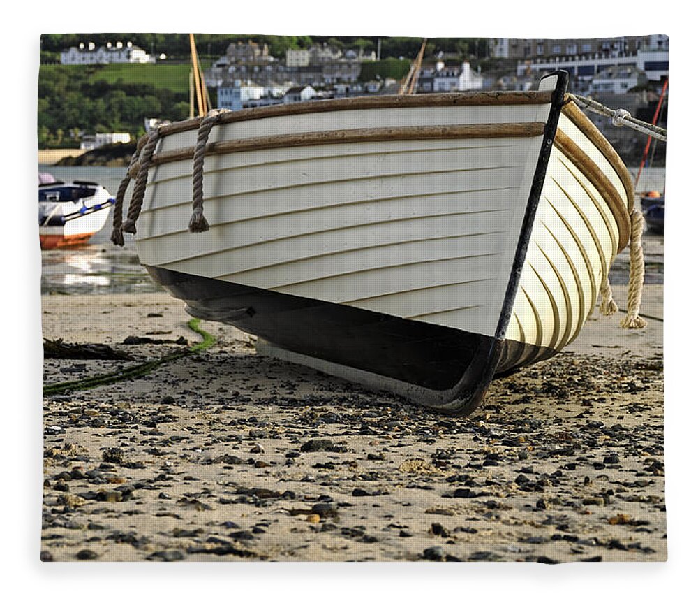 Britain Fleece Blanket featuring the photograph Boat On The Beach - St Ives Harbour by Rod Johnson