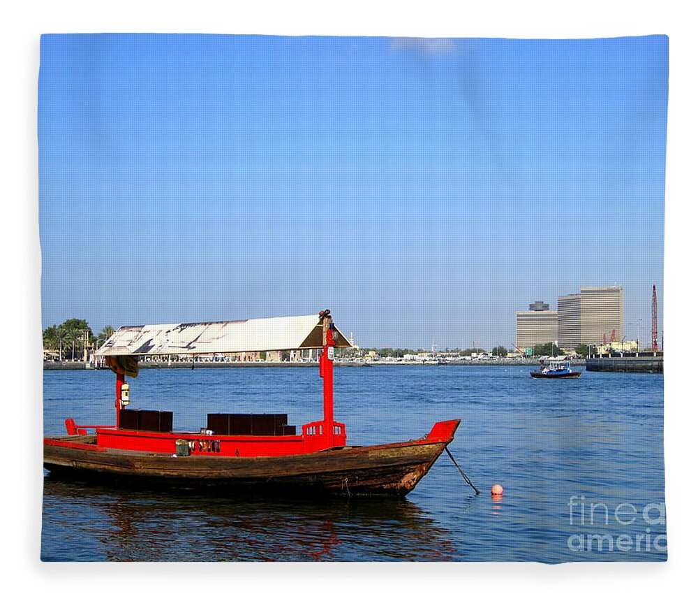 Background Fleece Blanket featuring the photograph Boat on the River by Amanda Mohler