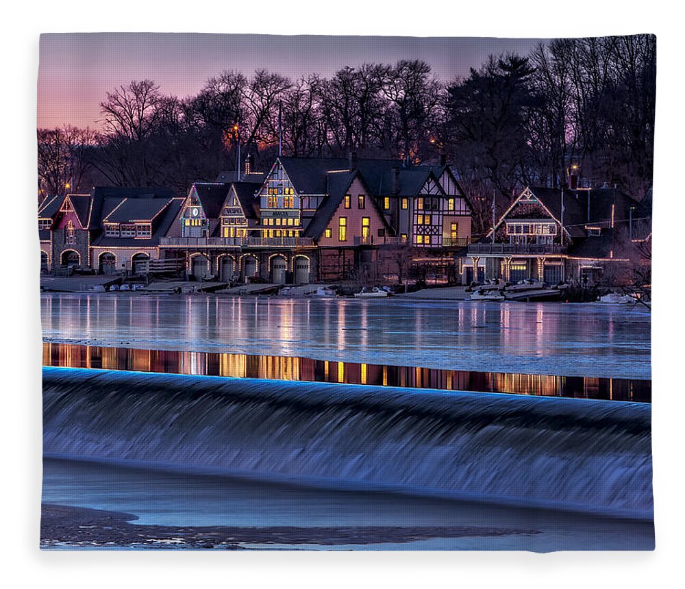 Boat House Row Fleece Blanket featuring the photograph Boathouse Row by Susan Candelario