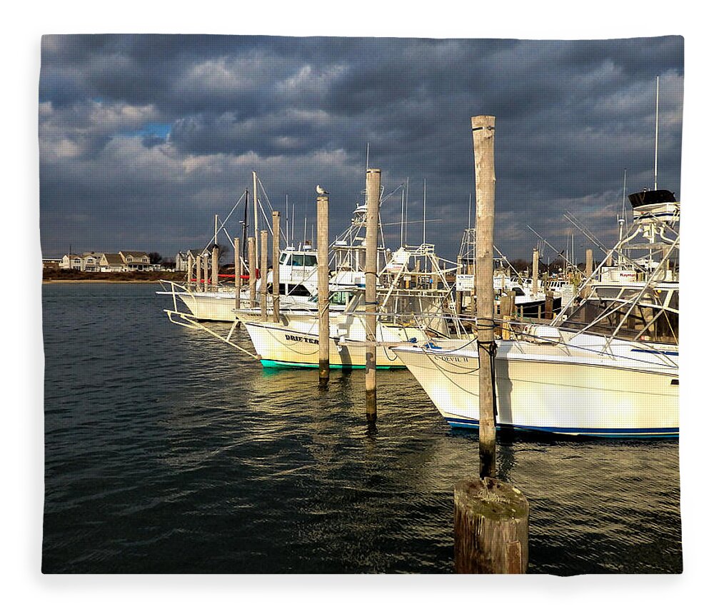 Boats Fleece Blanket featuring the photograph Boats at Galilee by Nancy De Flon
