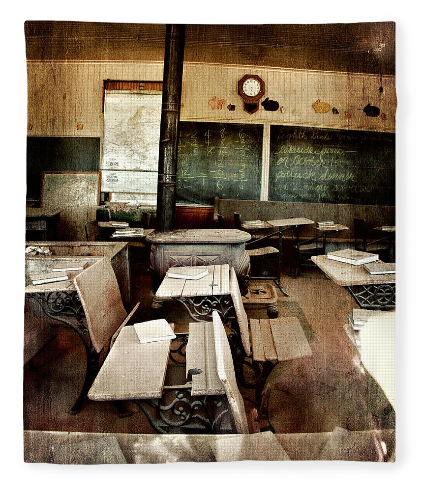 Bodie Fleece Blanket featuring the photograph Bodie School Room by Lana Trussell