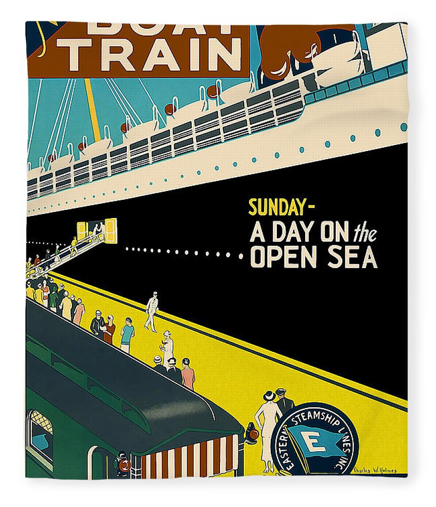 Boston Vintage Travel Poster Fleece Blanket featuring the drawing Boston Vintage Travel Poster by Jon Neidert