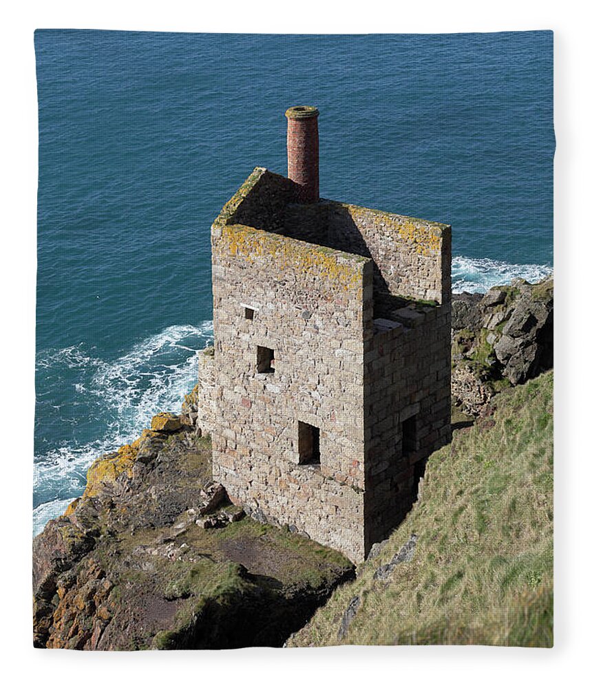 Tin Fleece Blanket featuring the photograph Botallack Tin Mine St Just, Cornwall by Anthony Collins