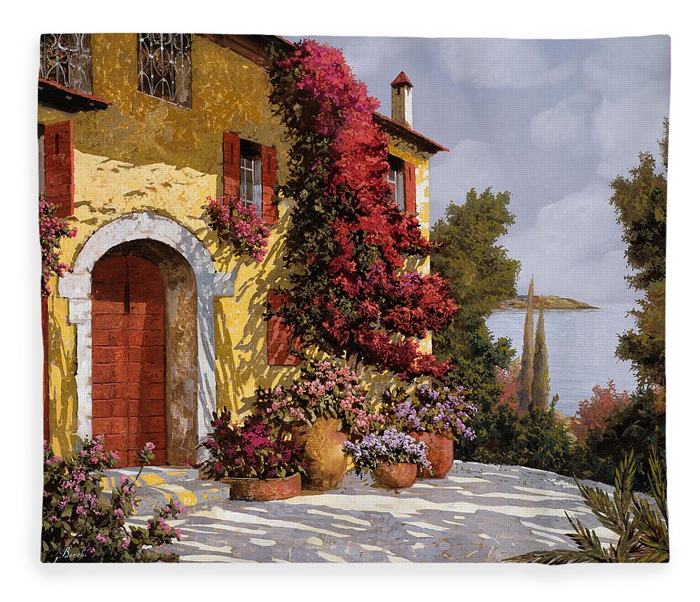 Bouganville Fleece Blanket featuring the painting Bouganville by Guido Borelli