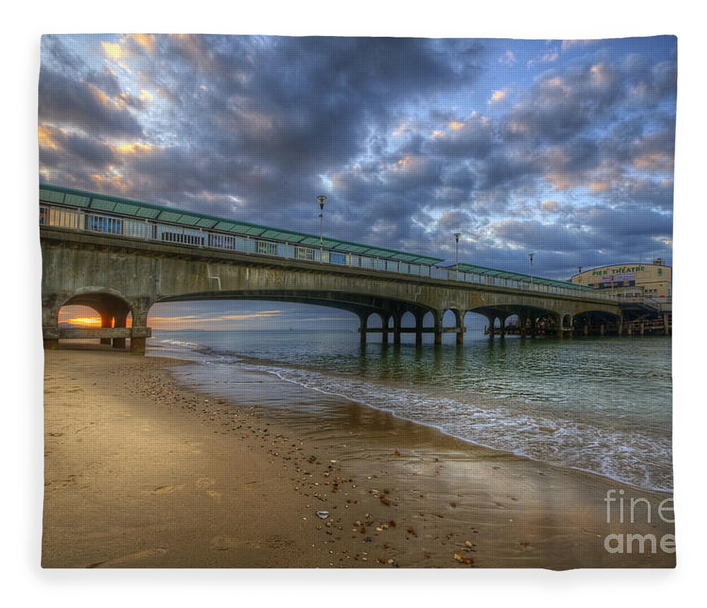 Hdr Fleece Blanket featuring the photograph Bournemouth Beach Sunrise 3.0 by Yhun Suarez