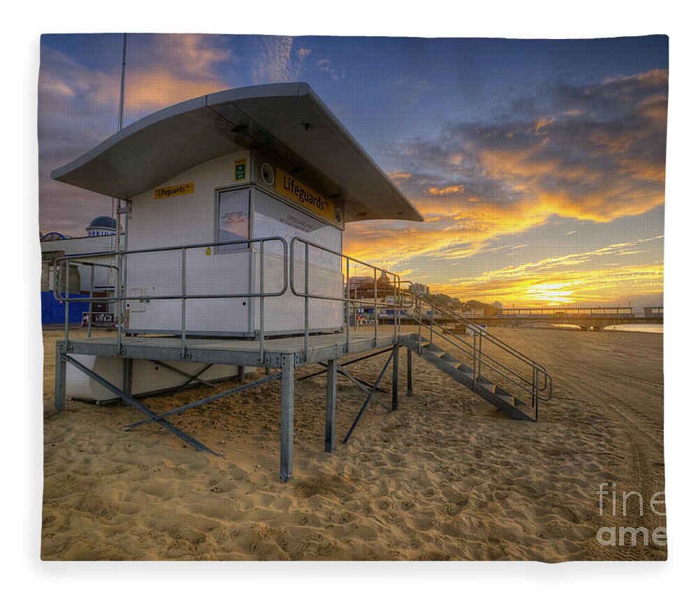 Hdr Fleece Blanket featuring the photograph Bournemouth Beach Sunrise by Yhun Suarez