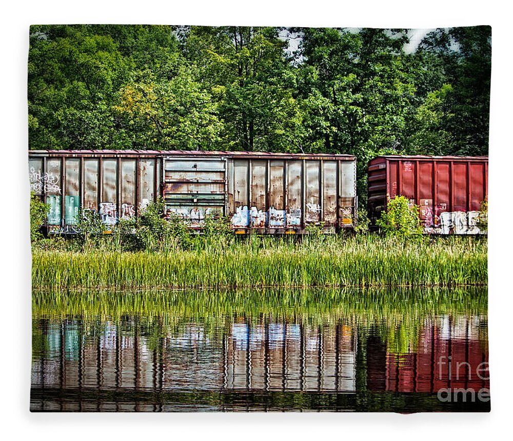 Reflection Fleece Blanket featuring the photograph Boxcar Reflection by Ms Judi