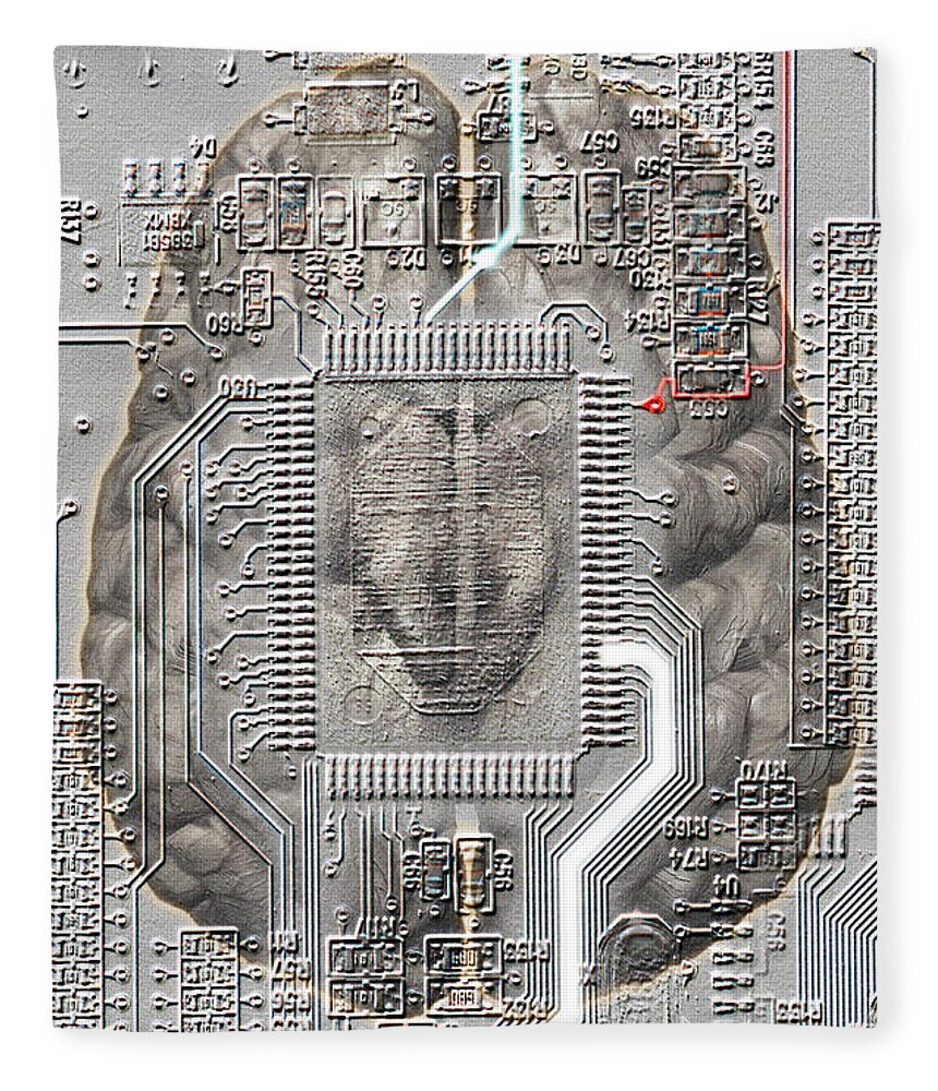 Brain-computer Interface Fleece Blanket featuring the photograph Brain Circuit by Mike Agliolo