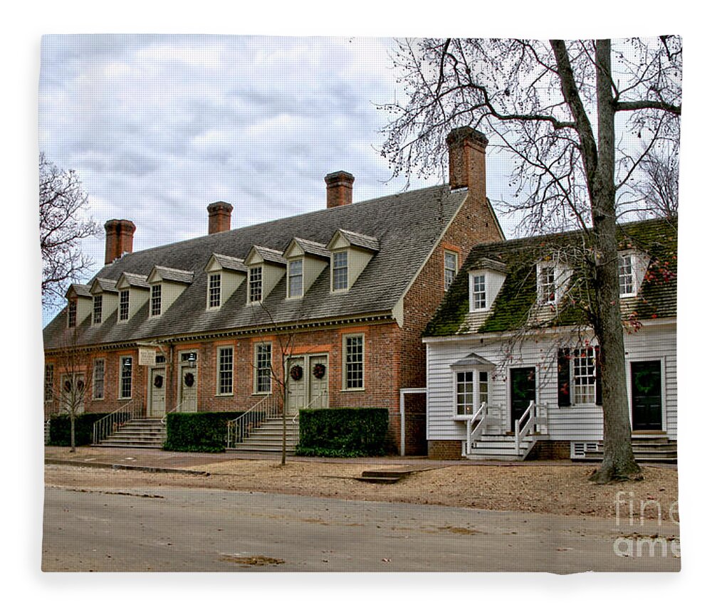 Colonial Fleece Blanket featuring the photograph Brick House Tavern in Williamsburg by Olivier Le Queinec
