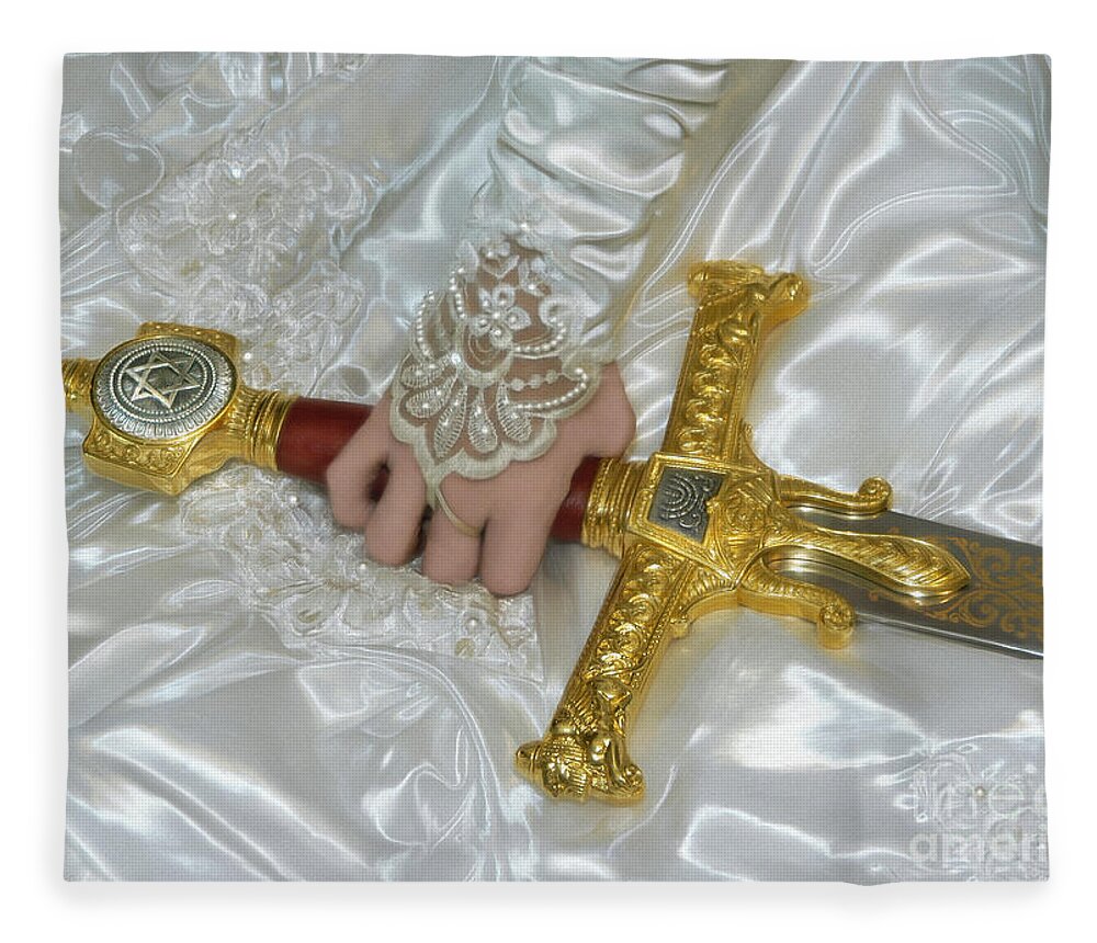 Bride Of Christ Art Fleece Blanket featuring the photograph Sword In Hand by Constance Woods