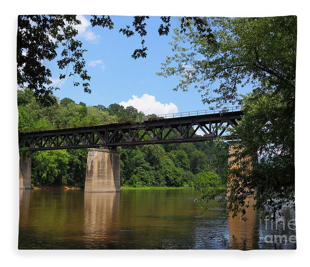 Potomac River Fleece Blanket featuring the photograph Bridge Crossing the Potomac River by James Brunker
