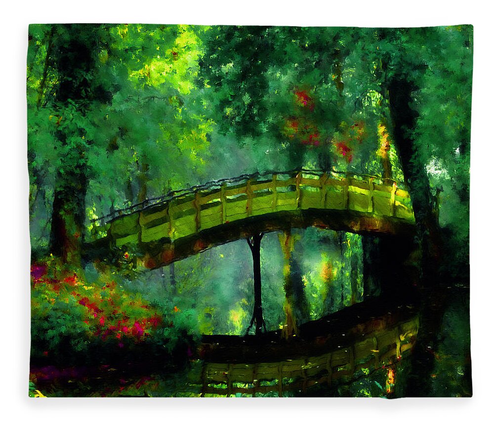 Impressionism Fleece Blanket featuring the painting Bridge Of Dreams by Georgiana Romanovna