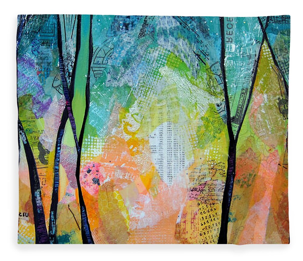 Sunrise Fleece Blanket featuring the painting Bright Skies for Dark Days I by Shadia Derbyshire
