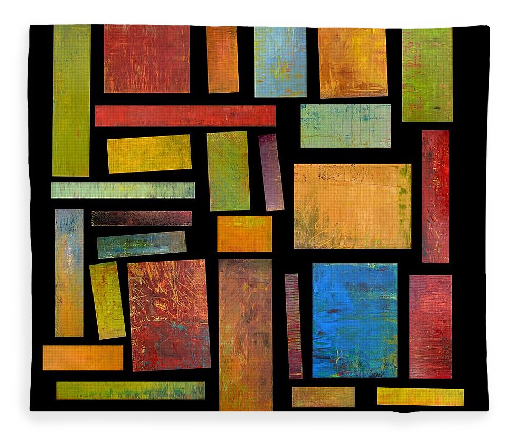Textural Fleece Blanket featuring the painting Building Blocks Three by Michelle Calkins
