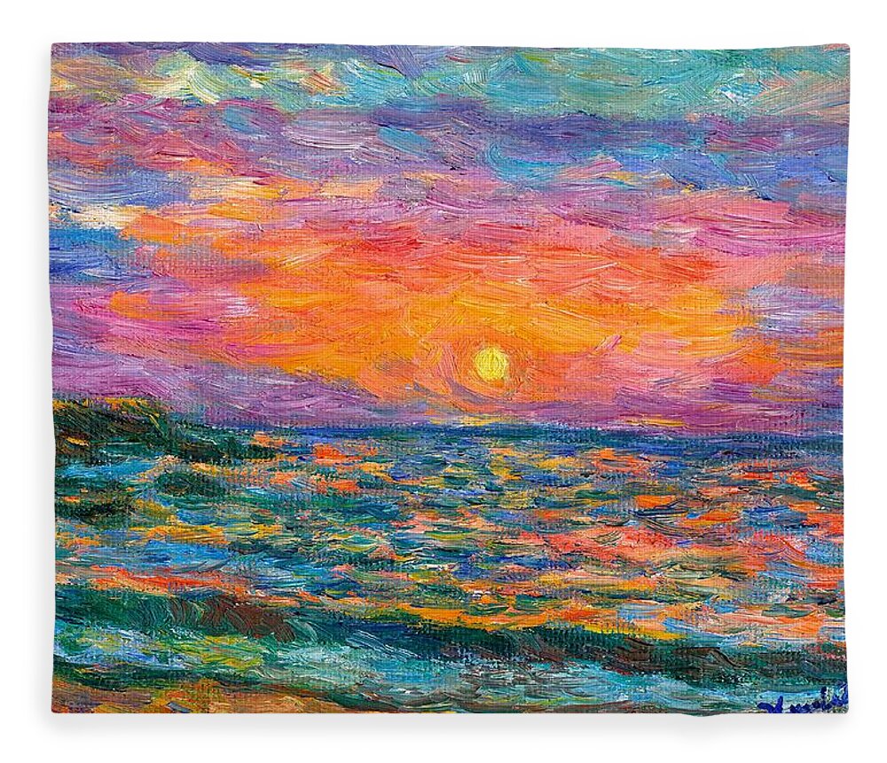 Ocean Fleece Blanket featuring the painting Burning Shore by Kendall Kessler
