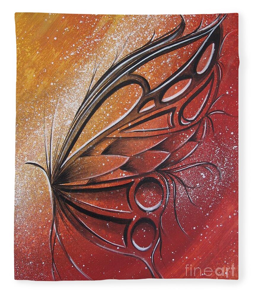 Reina Fleece Blanket featuring the painting Butterfly 6 by Reina Cottier