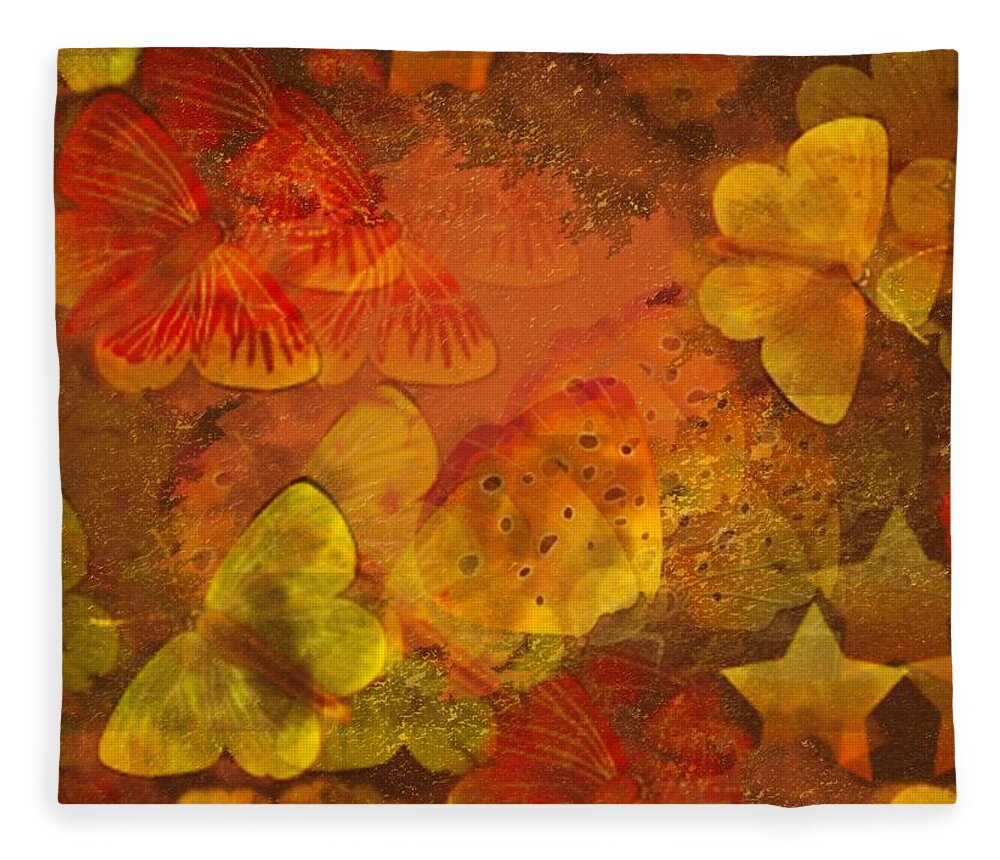 Abstract Fleece Blanket featuring the digital art Butterfly Abstract 2 by David Dehner