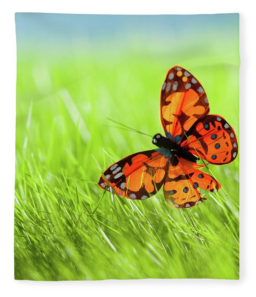 Grass Fleece Blanket featuring the photograph Butterfly by Nadyaphoto