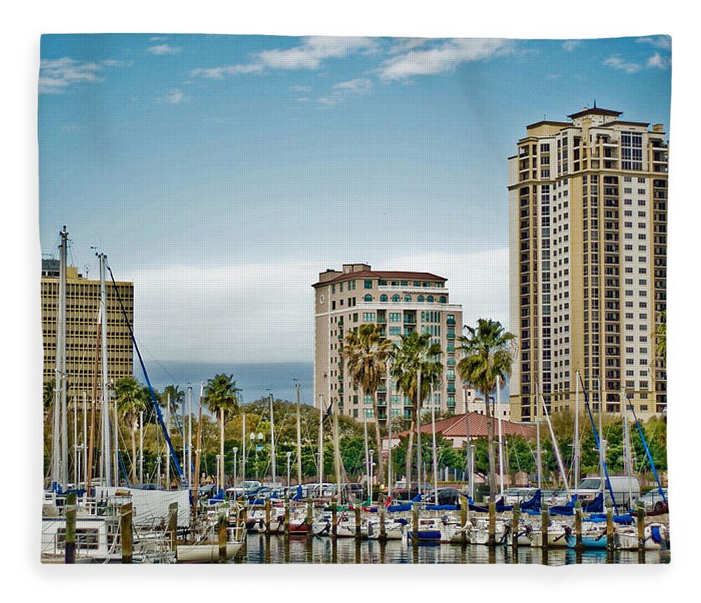 Cityscape Fleece Blanket featuring the photograph By the St. Pete Pier by Chauncy Holmes